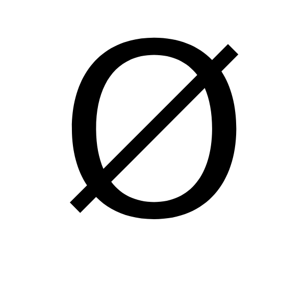 Symbol med streckad 0 (streckad noll Ø)
